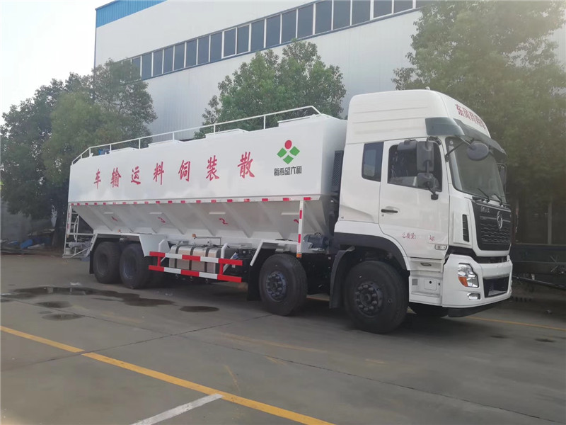 東風(fēng)多利卡散裝飼料運(yùn)輸車整車卸料完用時只需要20分鐘即可
